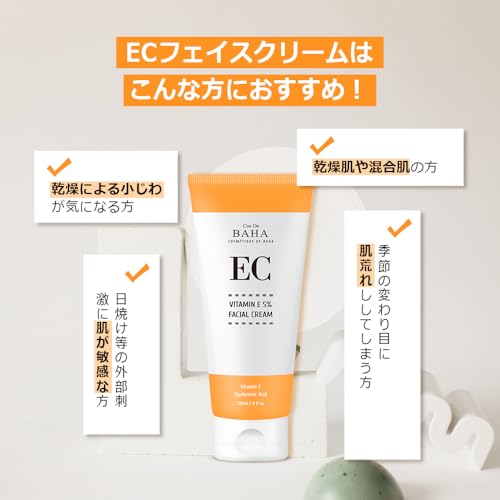 Cos De BAHA Vitamin E 5% Gel Cream 4 Fl Oz ? Hydrating Gel Cream with Tocopheryl Acetate, Ceramide NP & Aloe for Daily Barrier Care (45 ml)