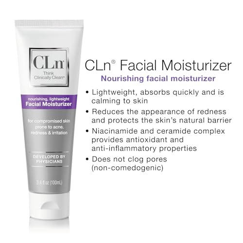 CLn¢ç Facial Moisturizer - Soothes & Calms Skin, Helps Reduce Appearance of Redness, Locks in Moisture without Clogging Pores, Dermatologist & Clinically Tested, 3.4 oz.