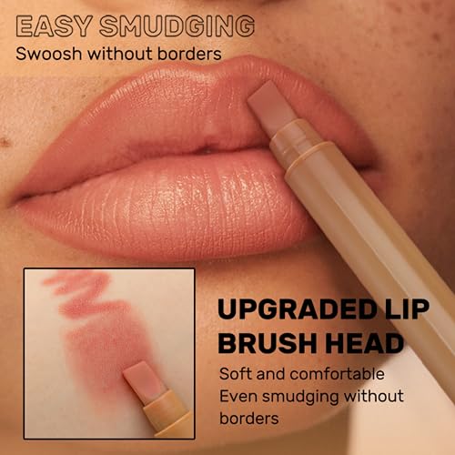 MAEPEOR Matte Lip Crayons 12 Colors Smoothly Creamy Nude Velvet Lipliner Pen With Lip Brush for Daily Wear (Color 06)