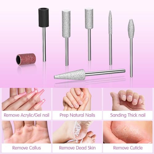 Subay Electric Nail File - 35,000RPM Professional Efile Machine for Acrylic Gel Polish Removal, Nail Drills Manicure Pedicure Kit with 100 Sanding Bands
