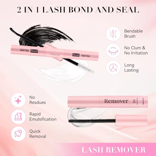 False Eyelashes Butterfly D Curl Lash Clusters Kit 144PCS, 8-16mm Wispy & Hypoallergenic with Pink 4-in-1 Tools for Daily or Special Occasions