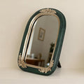 Arched Vanity Mirror Resin Frame Emerald Green and Gold Antique Rose Desktop Accent (Green)