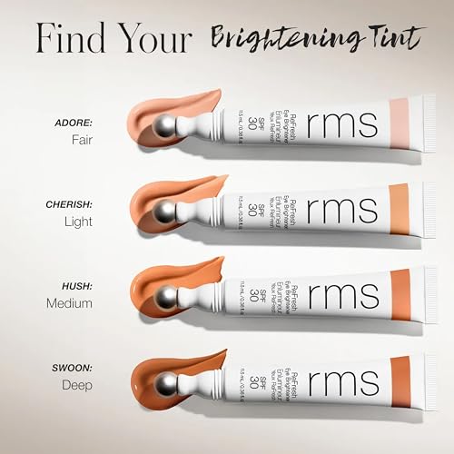 RMS Beauty Superbright Undereye Corrector ? 100% Mineral SPF 30 Sunscreen ? Brightening Eye Cream with Caffeine & Peptides ? Tinted Depuffing Metal Rollerball ? 0.4 fl oz