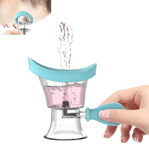 Eye Wash Cup Portable Eye Cleaner Kit Silicone Manual Air Pressure Eye Flush Rinse Cups with Storage Container Eye Washer Bath Kit Cleaning Makeup Dust Irritants Soothing Tired Eyes(Blue)