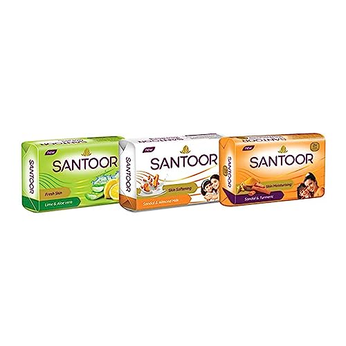 Santoor Soap with Sandal And Turmeric - Pack of 4 soaps (125g each)