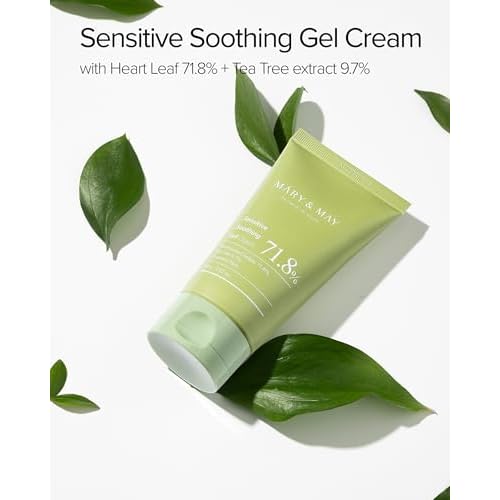 Mary&May Sensitive Soothing Gel Cream - Instant Cooling and Redness Relief, Pore-Tightening Face Cream with Tea Tree and Houttuynia Cordata Extracts - No Sticky, Refreshing Finish, 3.52oz.