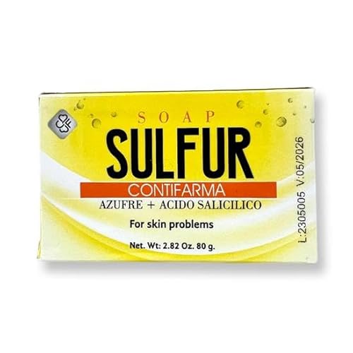 Contifarma AZUFRE + ACIDO SALICILICO, jabon, tratamiento para el acne, sulfur soap, for acne, with salicylic acid, Pack of 1