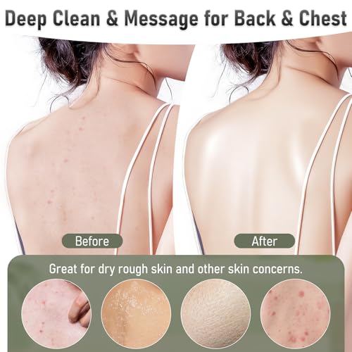 Back Scrubber Shower Bathtub Tub Body Bath Cushion Back Lumbar Support - Silicone Ergonomic Extra Large Thick Soft Seat Paded Non-Slip Suction Cups Relaxing Spa Exfloating Scrubber Mat Black