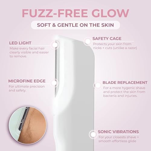 RIKI Ex Fuzz Off Dermaplaning Facial Tool, Stainless Steel Facial Razor for Peach Fuzz Removal & Gentle Exfoliation, At-Home Dermaplaning Tool for Smooth, Makeup-Ready Skin