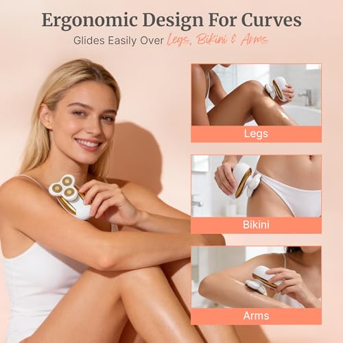 Groomie Hers LuxePro Electric Body Shaver for Women ? Women's Rotary Shaver, Razors for Women Sensitive Skin, Wet/Dry Cordless Rechargeable Hair Remover for Legs, Head, Arms & Underarms