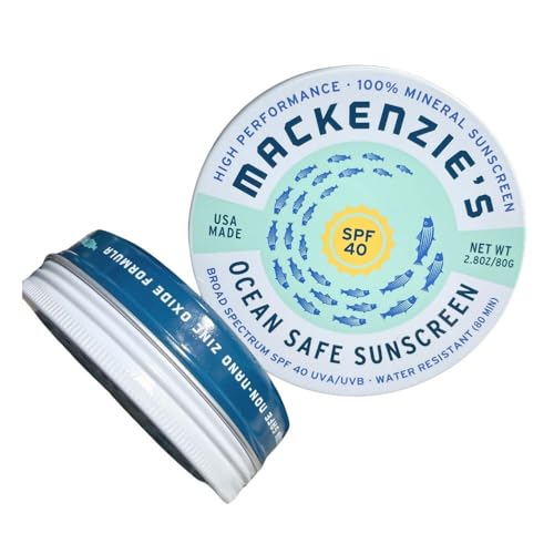 MacKenzie's SPF 40 Ocean Safe Sunscreen Tin - Mineral Based - Eco Friendly - Gifts for Fishermen - Gifts for Men - Applies Sheer