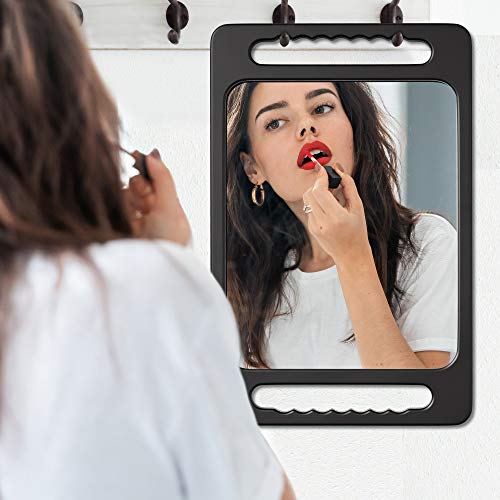TASALON Unbreakable Hand Mirror with Double Handle - Large Handheld Barber Design for Hair and Beauty Salon - Durable Hand Held for Barbershop - Lightweight Haircut Mirror with Double Handgrip