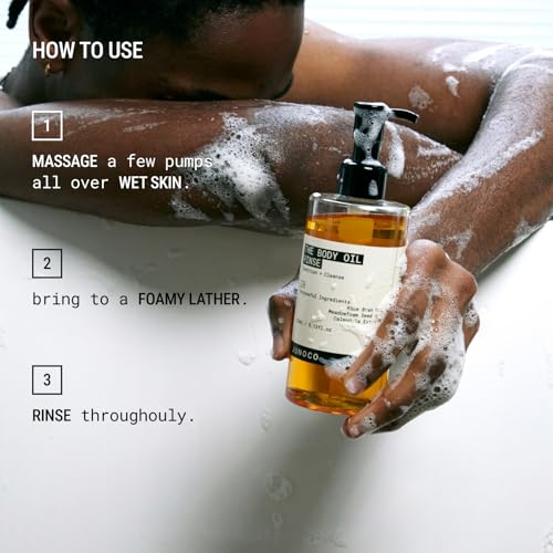 JUNO & Co. Body Oil Rinse Shower Cleanser, Hydrating Wash with Rice Bran, Meadowfoam Seed & Calendula, Softening & Balancing for Dry or Sensitive Skin, Unisex, Daily Use Formula, 9.13 fl oz.