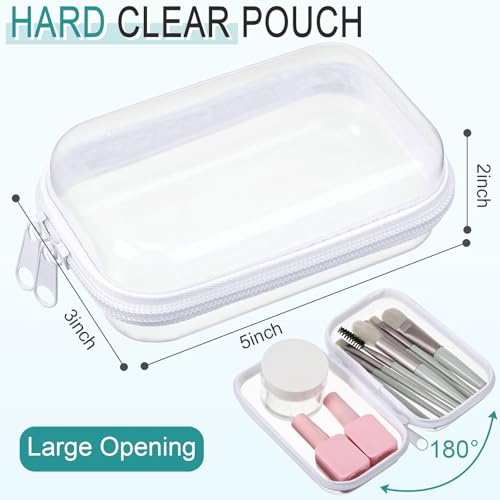 Sanwuta 6 Pcs Clear Hard Zipper Case Plastic Zipper Pouches Transparent Makeup Bag Pencil Case Pouches Toiletry Diaper Bag for Travel Toy Storage Organizer Bins(White,5 x 3 x 2 Inch)