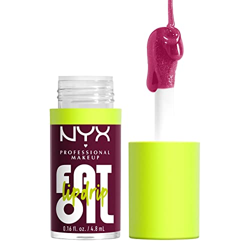 NYX PROFESSIONAL MAKEUP Fat Oil Lip Drip Vegan Tinted Lip Gloss Bundle - That's Chic (Deep Berry) and Supermodel (Shimmering Magenta)