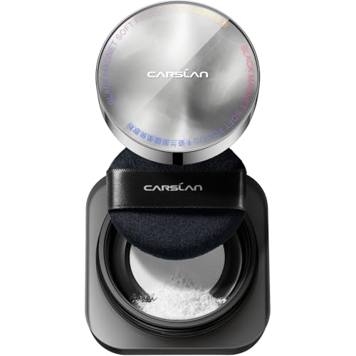 CARSLAN Black Magnet Soft Focus Make Up Powder, Waterproof Loose Setting Powder, 24H Longlasting, Oil Control, Talc-Free Face Powder, 02 Translucent For Oily Skin, 0.28Oz