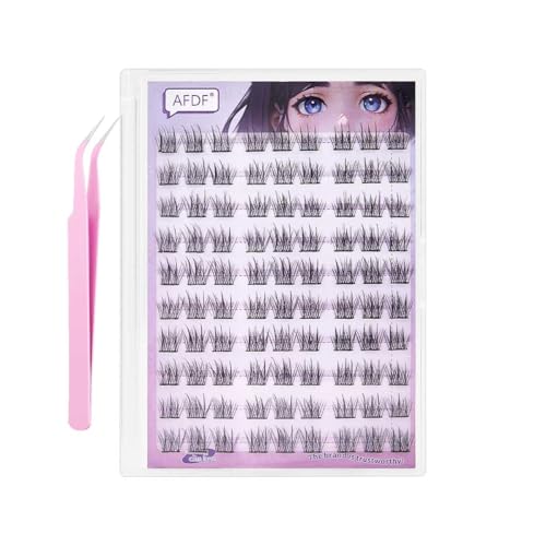 Self Adhesive False Eyelashes Clusters Press On Cluster LASGOOS Natural 90 Clusters Lash Individual Pre-Glued Lashes DIY Eyelash Extensions Longlasting No Glue Needed Fake Lashes With Tweezer