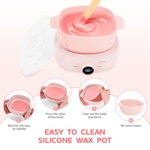 Wax Warmer Hair Removal, Adjustable Temperature, Digital Display Professional Hot Wax Warmer Pot with Silicone Bowl, Timer setting