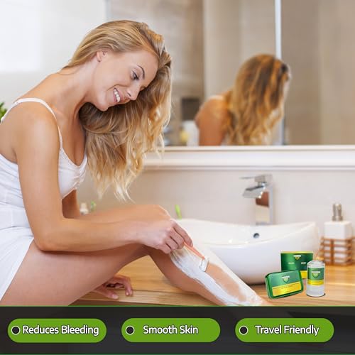Natural Alum Block Aftershave Care - 3.5 oz / 100g, Shaving Essential for Men - Skin Soothing Styptic Green Blok - Prevents Razor Nicks - Post Shave with Portable Travel Case ? Combo Pack