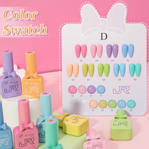 JR 9pcs 15ml Spring Gel Nail Polish Set Macaron Color Light Red Pink Nude Gel Polish Kit UV LED Soak Off Polish Home DIY Gel Polish Set