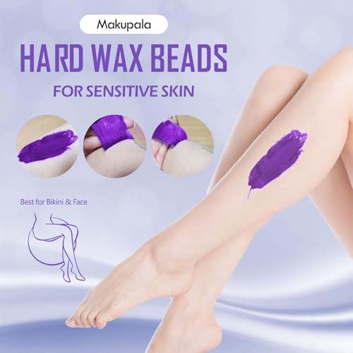 Brazilian Wax Beads 0.6lb for Sensitive Skin, Lavender Scented Hard Wax Beans for Coarse and Fine Hair Removal on Face, Bikini, Body, Professional Stripless Salon & Home Kit Refill