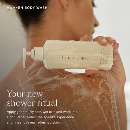 Oak Essentials Awaken Body Wash | Hydrating Shower Gel with Lavender Oil, Cedarwood Oil & Rice Bran Extract, 1.7 Fl Oz