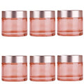Sxminer 6 Pack 2 oz Pink Glass Jars Glass Empty Cream Jar Bottles with Rose Gold Lids 60ml Refillable Cosmetic Containers Travel Jar Empty Sample Jar Makeup Jar Pot for Cream Lotion Lip Balm Eyeshadow