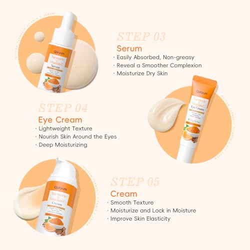 Skin Care Set, Turmeric Vitamin C Skincare Kits 5PCS - Beauty Facial Skin Care Routine Set Kit for Women, Dark Spot Remover for Face, Reduce Acne, Even Tone, Glow, Valentine's Day Birthday Gift