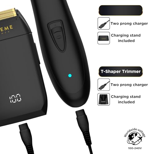 Supreme Trimmer 2-in-1 T-Shaper Trimmer & Crunch Foil Shaver | STF602 Electric Razor & ST5206 DLC Beard Trimmer Barber Haircut Kit | Black