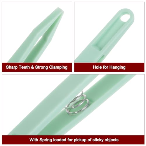 HARFINGTON 3pcs Sticker Tweezers for Crafting 4.53" Flat Tip with Spring Plastic Tweezers Craft Tweezers for Stickers, Scrapbooking, Eyelash Extensions, Green