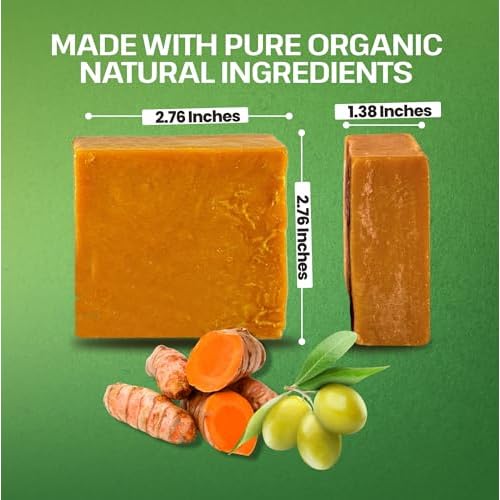 Dr.Ancient Turmeric Soap Bar, Organic Soap Bars Handcrafted the Traditional Way, Natural Chemical-Free, Vegan, Used for Face Wash, Body Wash, and Hand Cleansing, Moisturizing, Nourishing Care