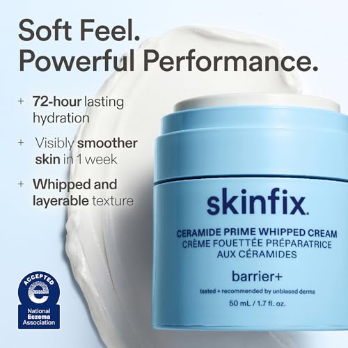 Skinfix Ceramide Prime Whipped Cream - 1.7 oz - Lightweight Moisturizer for Face with Niacinamide + Peptides - Non-Comedogenic, Fragrance Free, Vegan, Cruelty Free