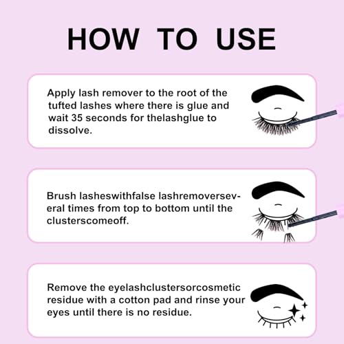 Cluster Lash Glue Remover Quick-Dissolving False Eyelash Remover for Easy Removing Lash Bond and Seal Safe Formula Lash Extension Clusters Remover 5ml Cluster Eyelash Extensions Remover