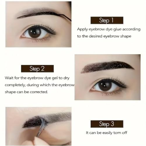 Peel Off Eyebrow Tint Gel, Semi-Permanent Color Brow Dye, Waterproof Long-Lasting Tattoo Eyebrow Gel for Fuller Defined Brows Makeup, Smudge-Proof, Easy Peel, Lasts Up To 3 Days (Light brown)