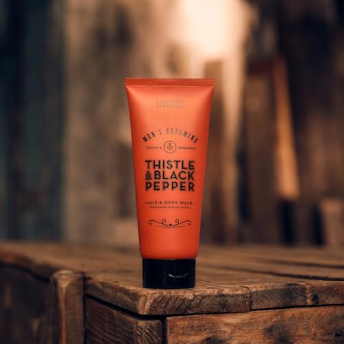 Scottish Fine Soaps Thistle & Black Pepper Hair and Body Wash, Rugged and Refreshing, Woody Amber Fragrance, 200ml