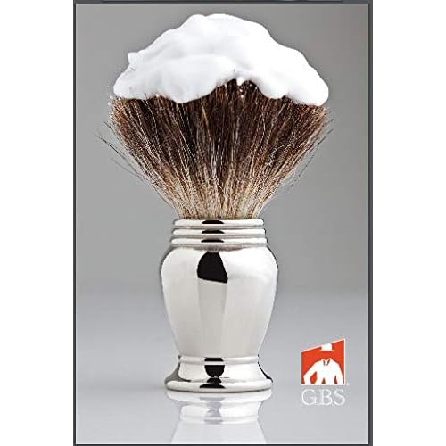 G.B.S Shaving Set, Long Handle Non-slip Knurled Razor Stand Shaving Brush, Shaving Bowl with G.B.S Natural Soap, 5 Blades