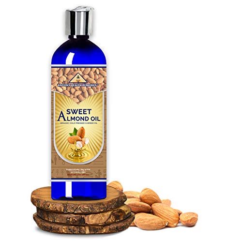 ANCIENT HEALTH REMEDIES All-Natural Cold Pressed SWEET ALMOND CARRIER OIL Greatly Priced Bulk Wholesale Oil For Beauty Skin Moisturizing DIY Body Butter,Hair & Skin Care Darkening (16 oz)