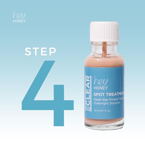 Hey Honey Skincare Be Clear - Acne Spot Treatment Overnight, Pimple Drying Lotion, Use Over Zits Whitehead & Blemishes 1 OZ