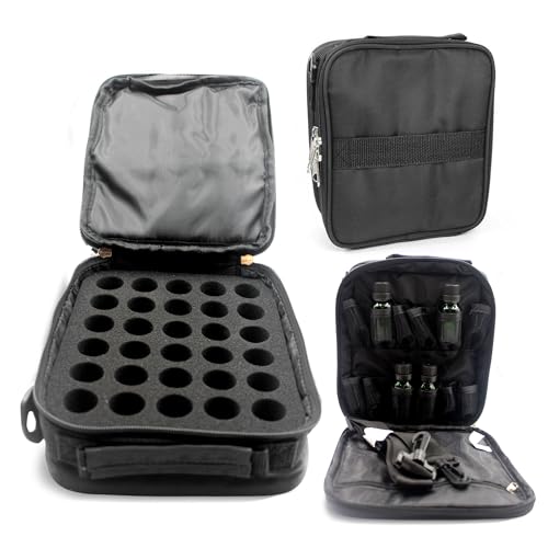 Your Oil Tools Versatile Essential Oil Storage Carrying Case- Holds 42 Bottles for 5ml, 10 ml, 15ml, 20ml and 100ml- Essential Oil Travel Case Storage Bag with Handle and Shoulder Straps ? Black