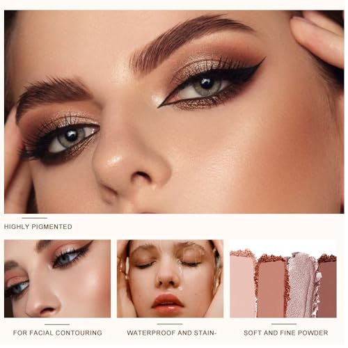 Eyeshadow Palette - 12 Color Neutral Eyeshadow, Nude Pink & Brown, Matte & Shimmer, Highly Pigmented, Blendable, Travel-Friendly Everyday Makeup, 03-1#