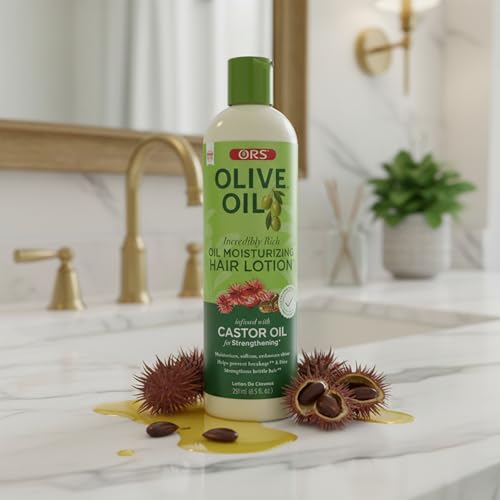 ORS Olive Oil Incredibly Rich Oil Moisturizing Hair Lotion Infused with Castor Oil for Strengthening 8.5 Ounce