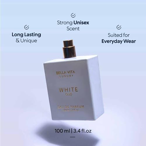 BellaVita Luxury White Oud Perfume & Body Wash Combo | Unisex Eau De Parfum with Orange, Freesia & Woody Notes (100ml) + Exotic Oud Shower Gel with Aloe Vera (500ml) | Long-Lasting & Deep Clean