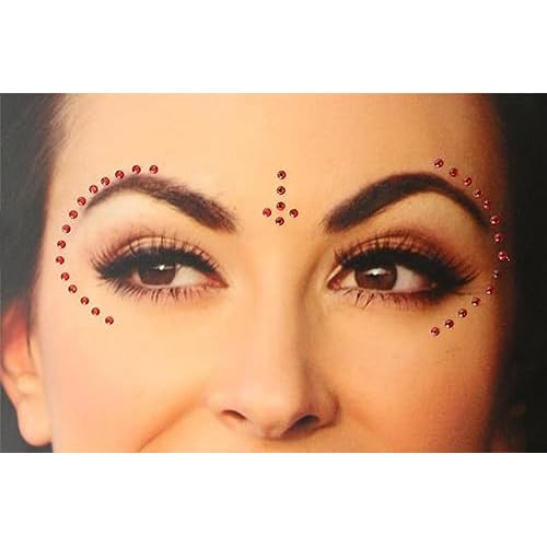 2102pcs Face Gems Stick on, Self Adhesive Hair Jewels Face Rhinestones Stickers Bling Jewels for Hair Nails Makeup Clothes Shoes Bags DIY Craft, 7 Size 14 Sheets (red)