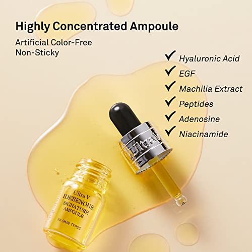 Ultra V Signature Ampoule - Anti Aging Antioxidant Serum ? Peptides, Niacinamide, Hyaluronic Acid ? Anti Wrinkle, Smoothes, Softens Skin - 0.27 fl.oz 4 Packs 12,000ppm