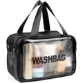 Travel Toiletry Bag for Women, Matte Translucent with Handy Handle, Makeup Cosmetic Organizer Bag for Travel Toiletries Accessories (Black Bag)