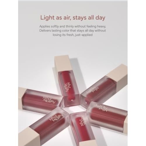 MINIMERRY Velvet Blending Tint - Korean Matte Liquid Lipstick, Blur & Fudge Finish, Weightless Longwear Lip Stain for Soft Gradient Look, 5 g / 0.17 oz., (03 RASPBERRY)