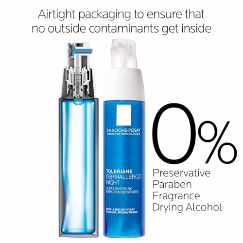La Roche-Posay Toleriane Dermallergo Night Cream for Face, Intense Soothing Moisturizer with Vitamin E, Allergy Tested, for Sensitive Skin, Formerly Toleriane Ultra Night