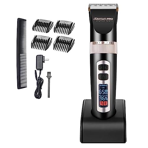 Maxshop Cordless Hair Clippers for Men Kids Grooming Hair Cutting & Trimming Kit with Guide Combs Charging Dock (Gold)