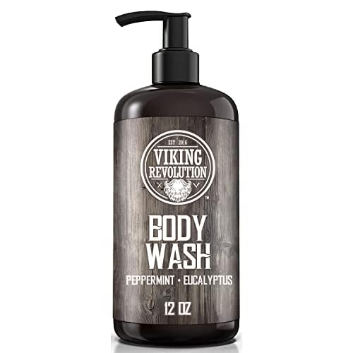 Viking Revolution Men's Body Wash - Eucalyptus Peppermint Body Wash for Men - Mens Natural Body Wash with Vitamin E and Rosemary Oil - Mens Shower Gel Liquid Soap - Peppermint Mens Bodywash (2 Pack)
