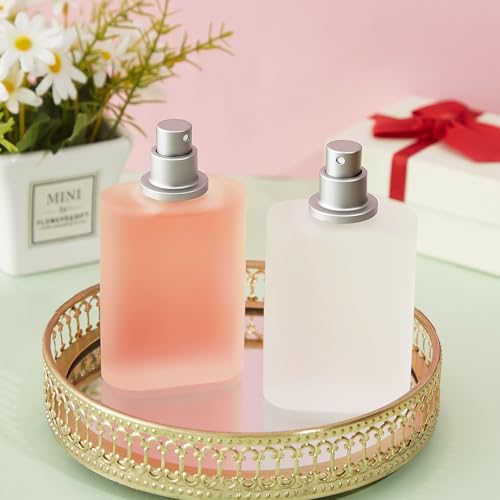 Tessco for you 12 Pcs 50ml / 1.7 Ounces Frosted Glass Bottle Perfume Atomizer Refillable Spray Empty Perfume Dispenser Fine Mist Atomizer Cosmetic Container for Travel Men Women(Silver Gray)
